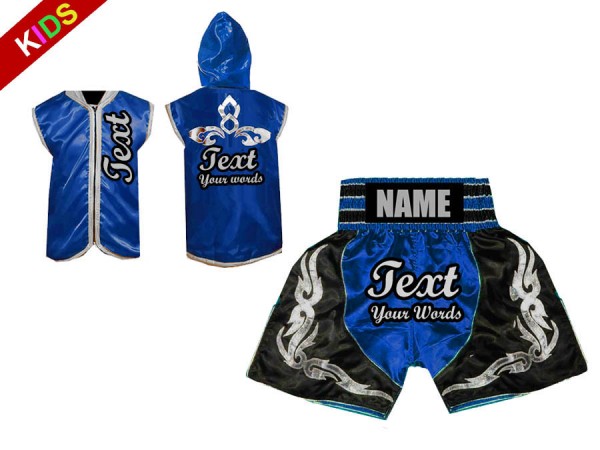 Custom Boxing Hoodies Custom Boxing Shorts for Kids Blue