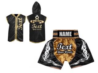 Customize Boxing Hoodies + Custom Boxing Shorts : Gold