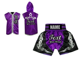 Your name Boxing Hoodies + Custom Boxing Shorts : Purple