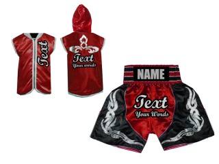 Customize Boxing Hoodies + Custom Boxing Shorts : Red