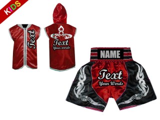 Custom Boxing Hoodies + Custom Boxing Shorts for Kids : Red