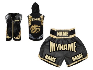 Custom Boxing Hoodies + Custom Boxing Shorts : Black