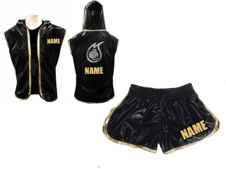 Womens Muay Thai set - Customize Hoodies + Muay Thai Shorts : Black