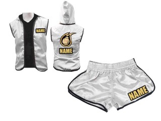 Custom Boxing Hoodies + Custom Boxing Shorts for Women : Silver