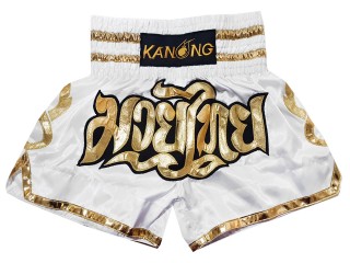 Kanong Kids Muay Thai Kick Boxing Shorts : KNS-121-White-K