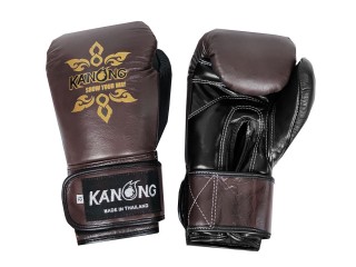 Kanong Real Leather Muay Thai Boxing Gloves : Brown/Black