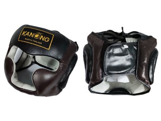 Kanong Cow Skin Boxing Head Guard : Brown/Black