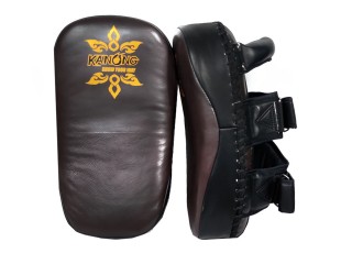 Kanong Real Skin Leather Thai Pads Kick Paos : Brown-Black
