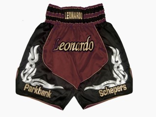 Customize Boxing Shorts : KNBXCUST-2035-Maroon-Black