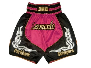 Customize Boxing Shorts : KNBXCUST-2035-Pink-Black