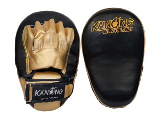 Kanong Semi Leather Long/Wide Punch Pads or Small Kick Pads : Black/Gold
