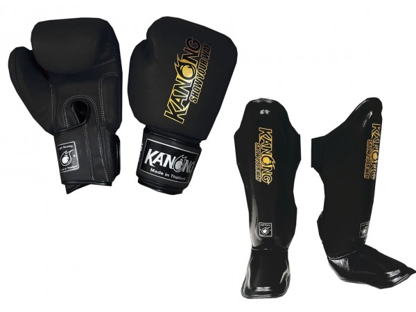 Kanong Muay Thai Gloves + Guards : Black | Kanongwear.com