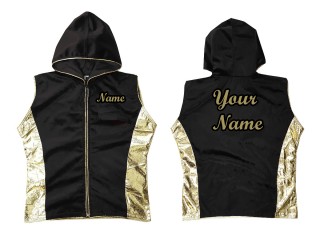 Personalised  Muay Thai Hoodies / Walk in Jacket : Black/Gold