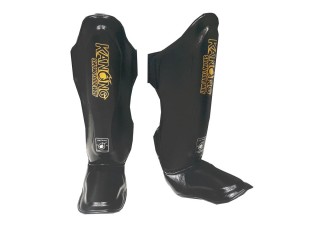 Kanong Semi Leather Boxing Shin Pads : Black