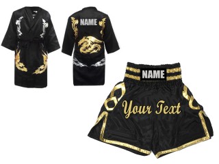 Custom Boxing Robe + Custom Boxing Shorts : Black/Gold