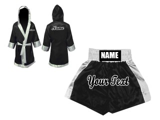 Boxing Bundle - Custom Boxing Robe + Boxing Shorts  : Black