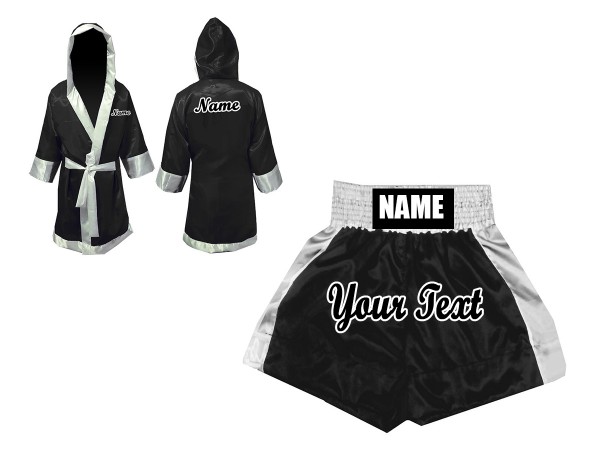 Custom Boxing Robe + Custom Boxing Shorts : Black/Gold