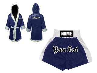 Boxing Set - Custom Boxing Robe + Boxing Shorts  : Navy