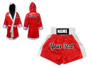 Custom Boxing Robe + Custom Boxing Shorts : Red