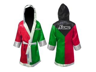 Customize Muay Thai Boxing Robe outfit : KNFIR-001-BlackGreenRed