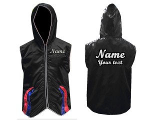 Customize Muay Thai Hoodies fightwear / Walk in Jacket : Black with Stripes