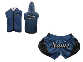 Custom Muay Thai Hoodies + Custom Muay Thai Shorts : Retro Navy