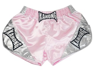 Kanong Retro Muay Thai Shorts : KNSRTO-201-Pink-Silver