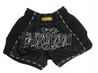 Kanong Retro Muay Thai Shorts : KNSRTO-206-Black