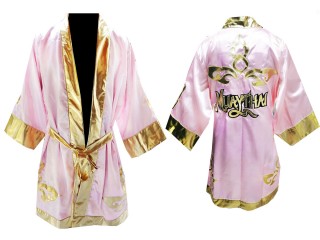 Customize Muay Thai Boxing Robe: Pink Lai Thai