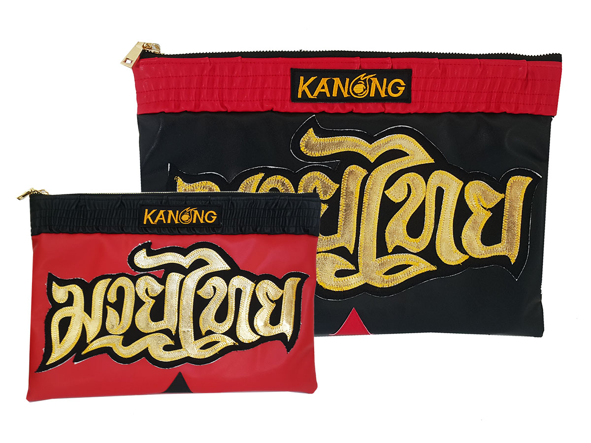 A collection of stylish Muay Thai clutch bags with elephant designs